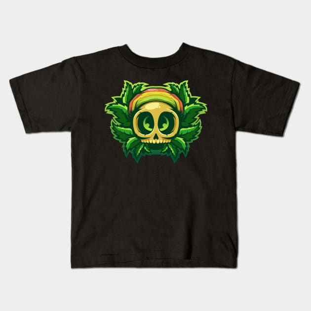 CUTE SKULL WEEDS Kids T-Shirt by NSC.gd